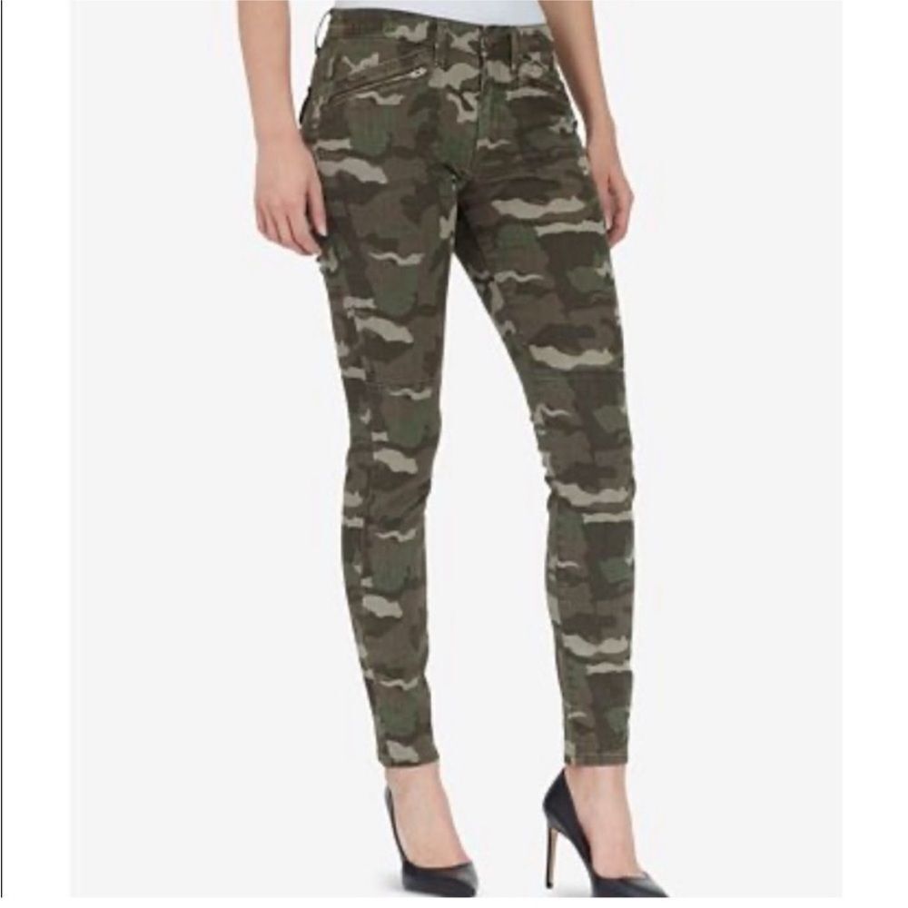 William Rast Skinny Green Camo Jeans with Front Zippers Size‎ 32